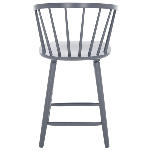 Safavieh BLANCHARD Counter Stool Set of Two - Elegant Rubberwood Design with Antique-Inspired Curves and Comfort Grey BST8506C-SET2