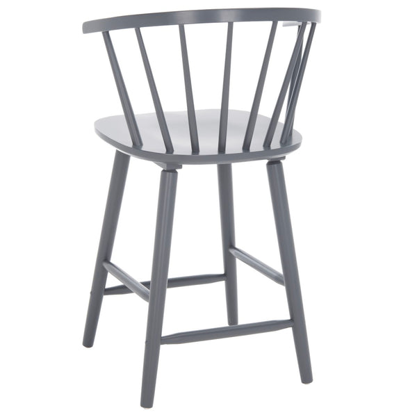 Safavieh BLANCHARD Counter Stool Set of Two - Elegant Rubberwood Design with Antique-Inspired Curves and Comfort Grey BST8506C-SET2