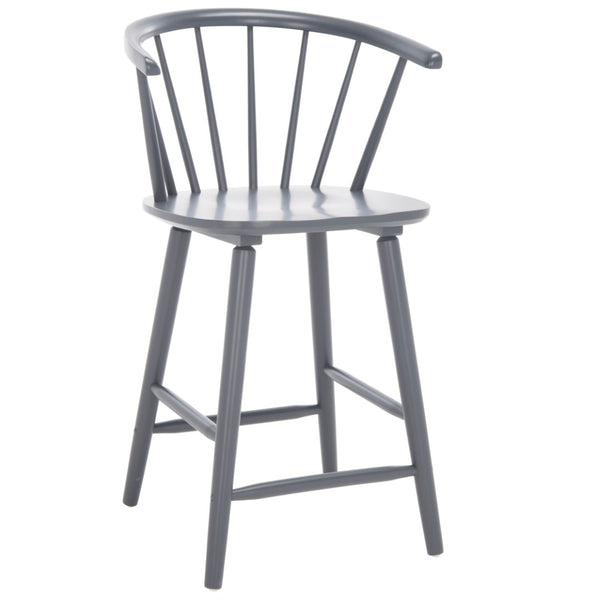 Safavieh BLANCHARD Counter Stool Set of Two - Elegant Rubberwood Design with Antique-Inspired Curves and Comfort Grey BST8506C-SET2