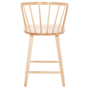 Safavieh BLANCHARD Counter Stool Set of Two - Elegant Rubberwood Design with Antique-Inspired Curves and Comfort Natural BST8506D-SET2