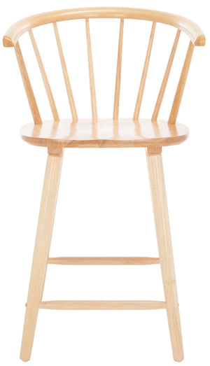 Safavieh BLANCHARD Counter Stool Set of Two - Elegant Rubberwood Design with Antique-Inspired Curves and Comfort Natural BST8506D-SET2