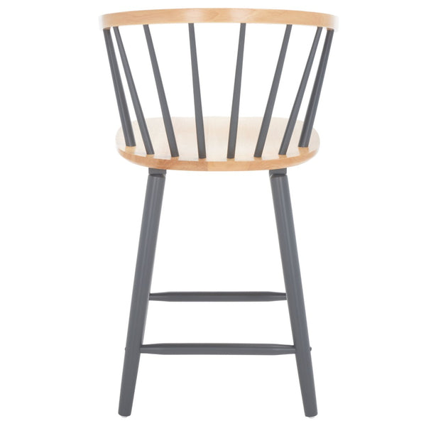 Safavieh BLANCHARD Counter Stool Set of Two - Elegant Rubberwood Design with Antique-Inspired Curves and Comfort Natural / Grey BST8506E-SET2