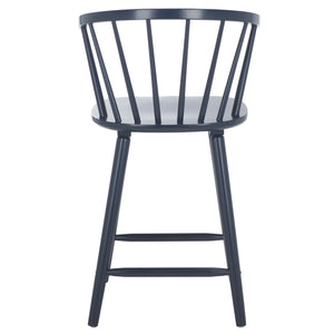 Safavieh Blanchard Counter Stool Set Of 2 - Elegant Rubberwood Design With Antique-inspired Curves And Style Navy Wood Bst8506g-set2