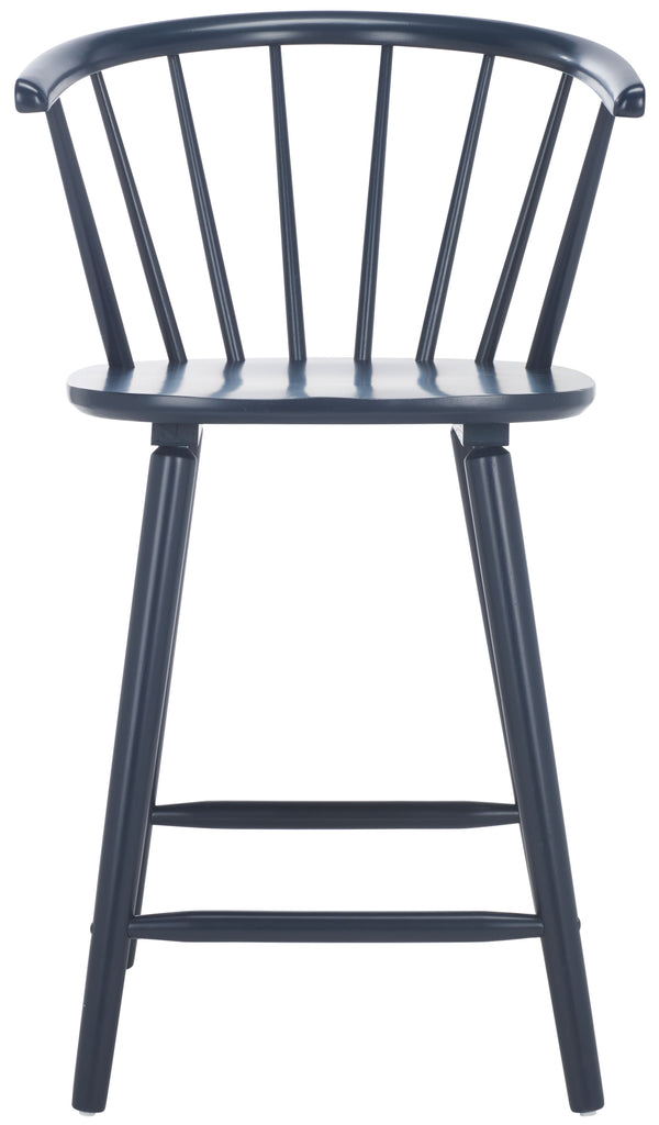 Safavieh Blanchard Counter Stool Set Of 2 - Elegant Rubberwood Design With Antique-inspired Curves And Style Navy Wood Bst8506g-set2