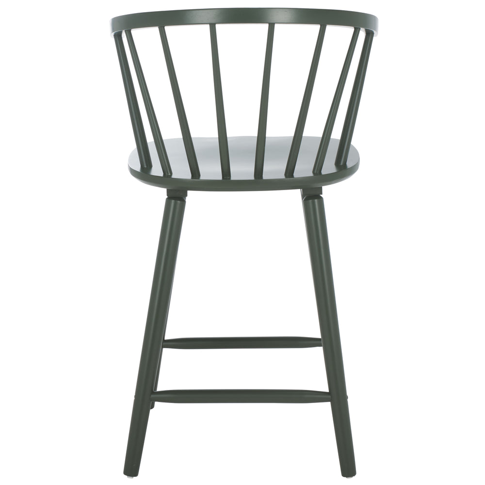 Safavieh Blanchard Counter Stool Set Of 2 - Elegant Rubberwood Design With Antique-inspired Curves And Style Garden Green Wood Bst8506j-set2