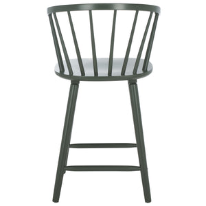 Safavieh Blanchard Counter Stool Set Of 2 - Elegant Rubberwood Design With Antique-inspired Curves And Style Garden Green Wood Bst8506j-set2