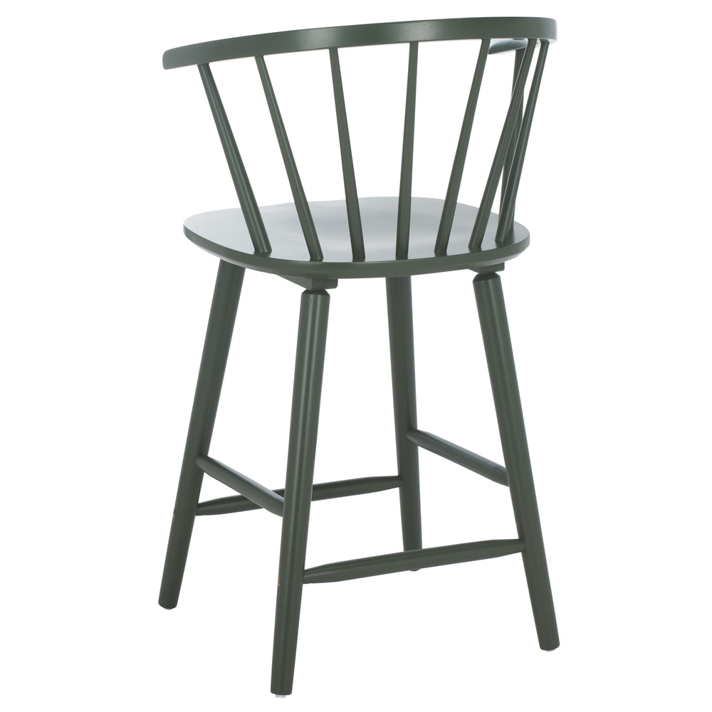 Safavieh Blanchard Counter Stool Set Of 2 - Elegant Rubberwood Design With Antique-inspired Curves And Style Garden Green Wood Bst8506j-set2