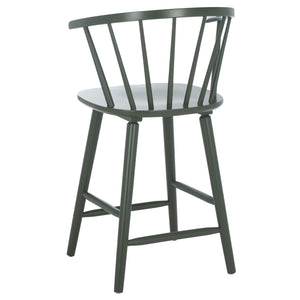 Safavieh Blanchard Counter Stool Set Of 2 - Elegant Rubberwood Design With Antique-inspired Curves And Style Garden Green Wood Bst8506j-set2