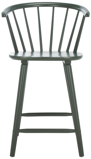 Safavieh Blanchard Counter Stool Set Of 2 - Elegant Rubberwood Design With Antique-inspired Curves And Style Garden Green Wood Bst8506j-set2