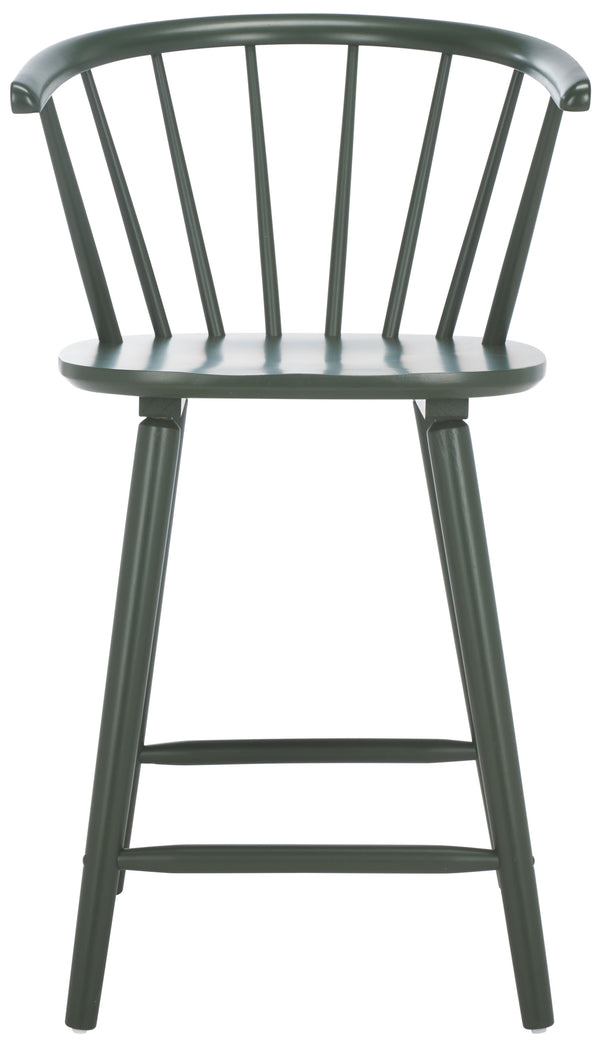 Safavieh Blanchard Counter Stool Set Of 2 - Elegant Rubberwood Design With Antique-inspired Curves And Style Garden Green Wood Bst8506j-set2