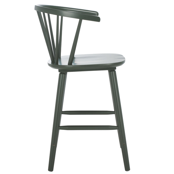 Safavieh Blanchard Counter Stool Set Of 2 - Elegant Rubberwood Design With Antique-inspired Curves And Style Garden Green Wood Bst8506j-set2