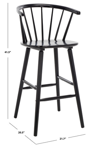 Safavieh BLANCHARD Bar Stool Set of Two – Timeless Vintage-Inspired Design for Modern Kitchens & Bars Black BST8507A-SET2