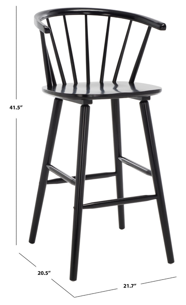 Safavieh BLANCHARD Bar Stool Set of Two – Timeless Vintage-Inspired Design for Modern Kitchens & Bars Black BST8507A-SET2