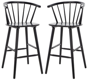 Safavieh BLANCHARD Bar Stool Set of Two – Timeless Vintage-Inspired Design for Modern Kitchens & Bars Black BST8507A-SET2