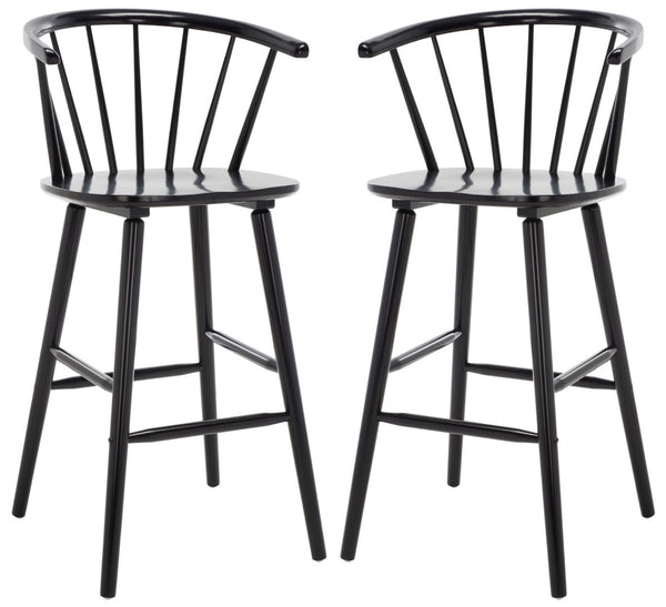 Safavieh BLANCHARD Bar Stool Set of Two – Timeless Vintage-Inspired Design for Modern Kitchens & Bars Black BST8507A-SET2