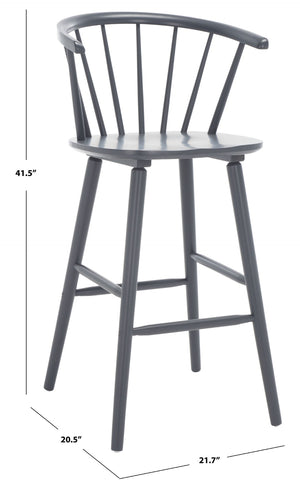 Safavieh BLANCHARD Bar Stool Set of Two – Timeless Vintage-Inspired Design for Modern Kitchens & Bars Grey BST8507C-SET2