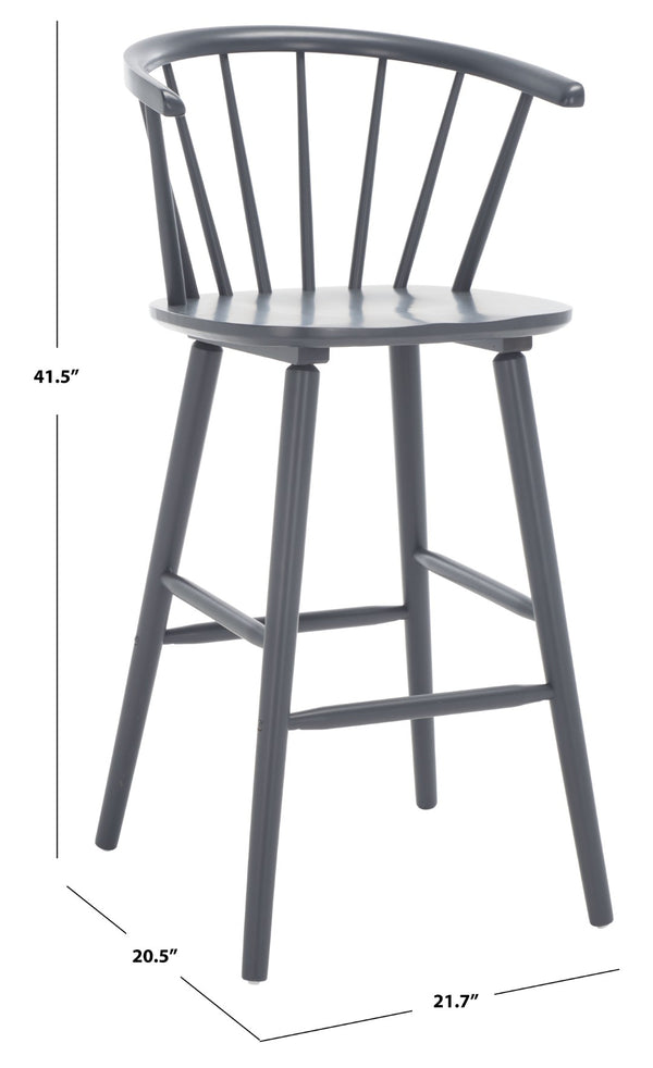 Safavieh BLANCHARD Bar Stool Set of Two – Timeless Vintage-Inspired Design for Modern Kitchens & Bars Grey BST8507C-SET2
