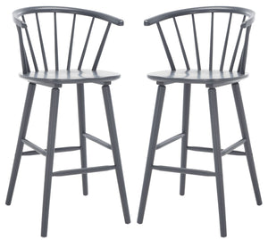 Safavieh BLANCHARD Bar Stool Set of Two – Timeless Vintage-Inspired Design for Modern Kitchens & Bars Grey BST8507C-SET2