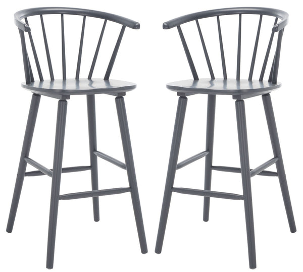 Safavieh BLANCHARD Bar Stool Set of Two – Timeless Vintage-Inspired Design for Modern Kitchens & Bars Grey BST8507C-SET2