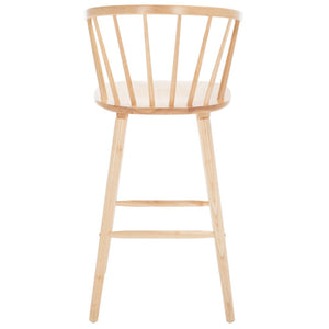 Safavieh BLANCHARD Bar Stool Set of Two – Timeless Vintage-Inspired Design for Modern Kitchens & Bars Natural BST8507D-SET2