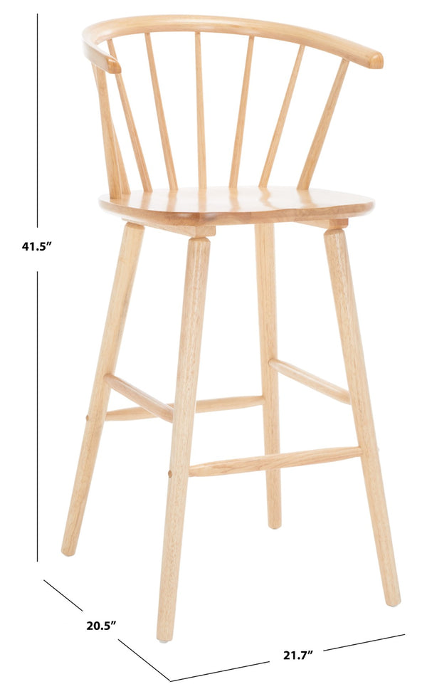 Safavieh BLANCHARD Bar Stool Set of Two – Timeless Vintage-Inspired Design for Modern Kitchens & Bars Natural BST8507D-SET2