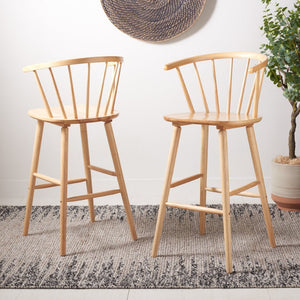 Safavieh BLANCHARD Bar Stool Set of Two – Timeless Vintage-Inspired Design for Modern Kitchens & Bars Natural BST8507D-SET2