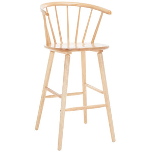 Safavieh BLANCHARD Bar Stool Set of Two – Timeless Vintage-Inspired Design for Modern Kitchens & Bars Natural BST8507D-SET2
