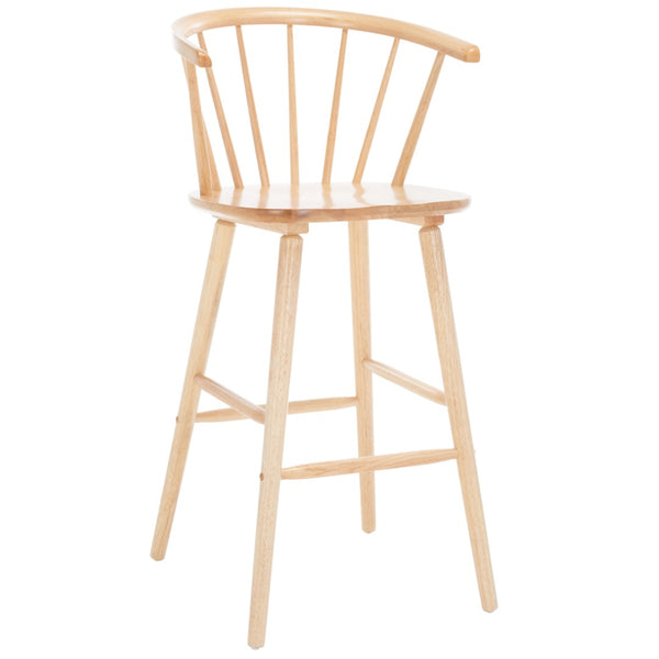 Safavieh BLANCHARD Bar Stool Set of Two – Timeless Vintage-Inspired Design for Modern Kitchens & Bars Natural BST8507D-SET2