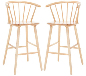 Safavieh BLANCHARD Bar Stool Set of Two – Timeless Vintage-Inspired Design for Modern Kitchens & Bars Natural BST8507D-SET2