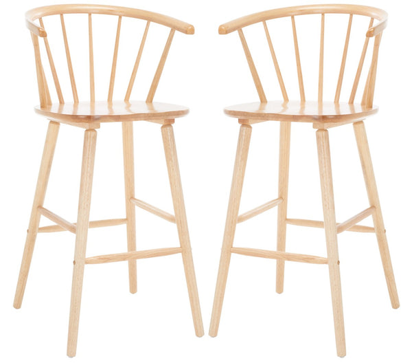 Safavieh BLANCHARD Bar Stool Set of Two – Timeless Vintage-Inspired Design for Modern Kitchens & Bars Natural BST8507D-SET2