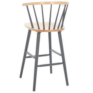 Safavieh BLANCHARD Bar Stool Set of Two – Timeless Vintage-Inspired Design for Modern Kitchens & Bars Natural / Grey BST8507E-SET2