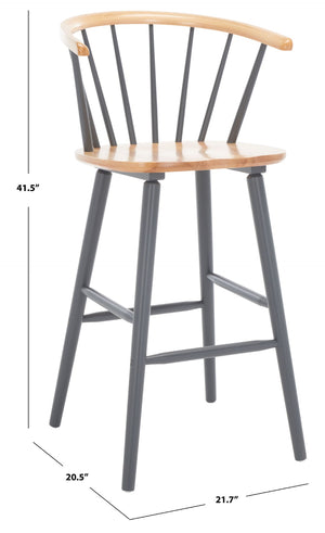 Safavieh BLANCHARD Bar Stool Set of Two – Timeless Vintage-Inspired Design for Modern Kitchens & Bars Natural / Grey BST8507E-SET2