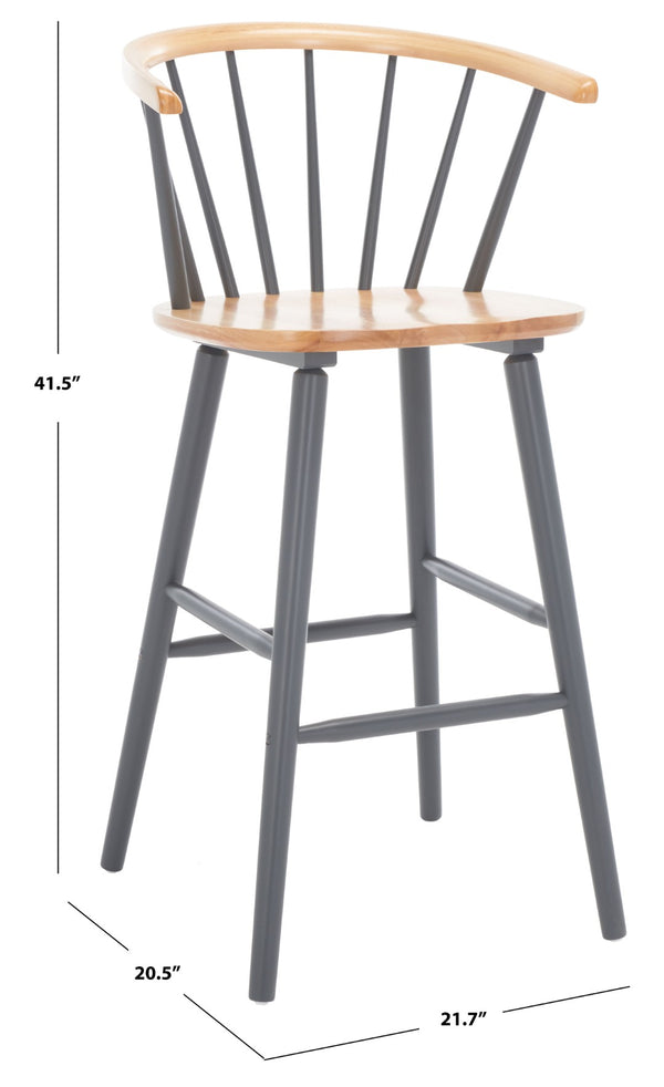 Safavieh BLANCHARD Bar Stool Set of Two – Timeless Vintage-Inspired Design for Modern Kitchens & Bars Natural / Grey BST8507E-SET2