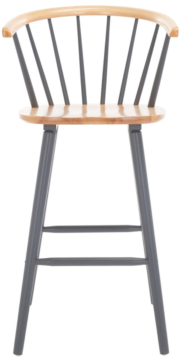 Safavieh BLANCHARD Bar Stool Set of Two – Timeless Vintage-Inspired Design for Modern Kitchens & Bars Natural / Grey BST8507E-SET2