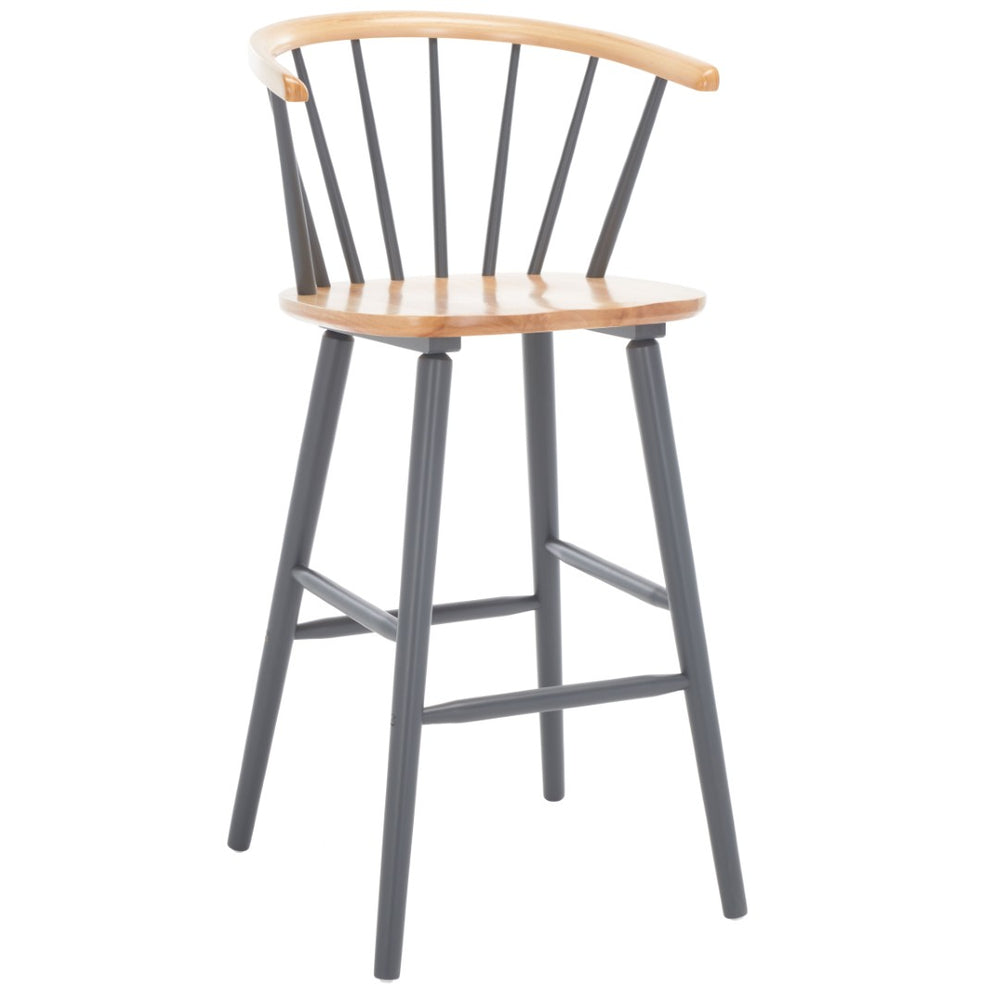 Safavieh BLANCHARD Bar Stool Set of Two – Timeless Vintage-Inspired Design for Modern Kitchens & Bars Natural / Grey BST8507E-SET2