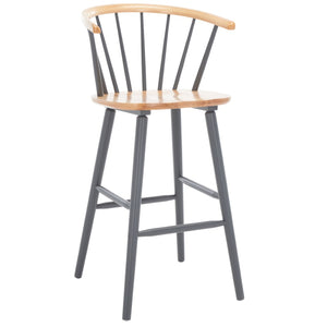 Safavieh BLANCHARD Bar Stool Set of Two – Timeless Vintage-Inspired Design for Modern Kitchens & Bars Natural / Grey BST8507E-SET2