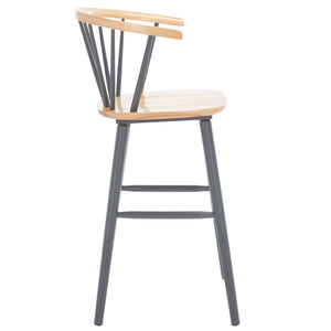 Safavieh BLANCHARD Bar Stool Set of Two – Timeless Vintage-Inspired Design for Modern Kitchens & Bars Natural / Grey BST8507E-SET2