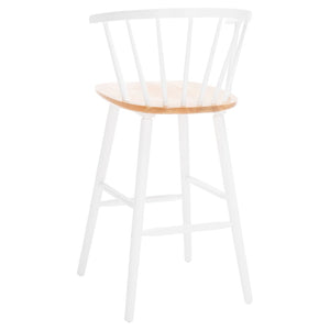 Safavieh BLANCHARD Bar Stool Set of Two – Timeless Vintage-Inspired Design for Modern Kitchens & Bars Natural / White BST8507F-SET2