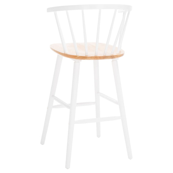 Safavieh BLANCHARD Bar Stool Set of Two – Timeless Vintage-Inspired Design for Modern Kitchens & Bars Natural / White BST8507F-SET2