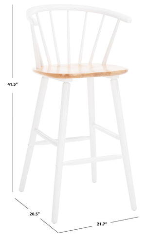 Safavieh BLANCHARD Bar Stool Set of Two – Timeless Vintage-Inspired Design for Modern Kitchens & Bars Natural / White BST8507F-SET2