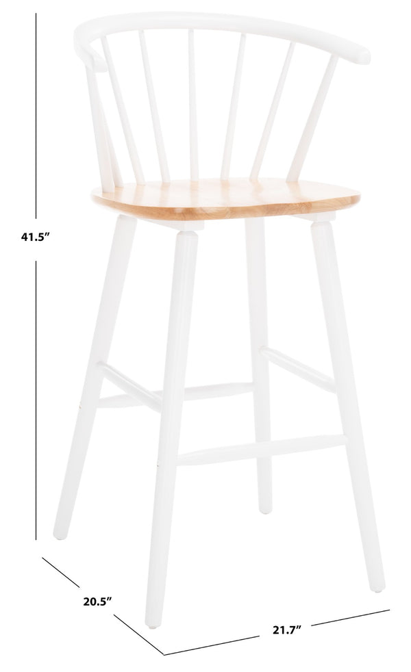 Safavieh BLANCHARD Bar Stool Set of Two – Timeless Vintage-Inspired Design for Modern Kitchens & Bars Natural / White BST8507F-SET2