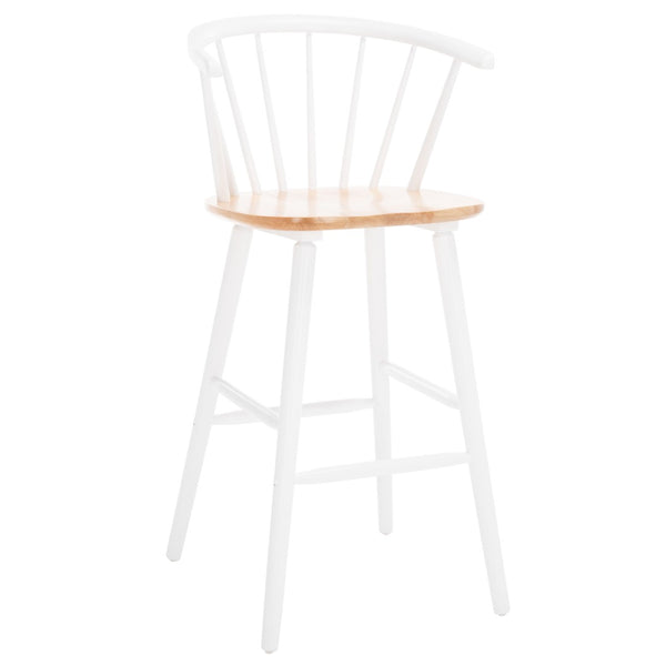 Safavieh BLANCHARD Bar Stool Set of Two – Timeless Vintage-Inspired Design for Modern Kitchens & Bars Natural / White BST8507F-SET2