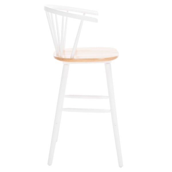 Safavieh BLANCHARD Bar Stool Set of Two – Timeless Vintage-Inspired Design for Modern Kitchens & Bars Natural / White BST8507F-SET2