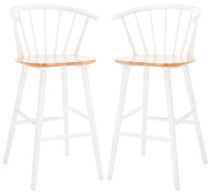 Safavieh BLANCHARD Bar Stool Set of Two – Timeless Vintage-Inspired Design for Modern Kitchens & Bars Natural / White BST8507F-SET2