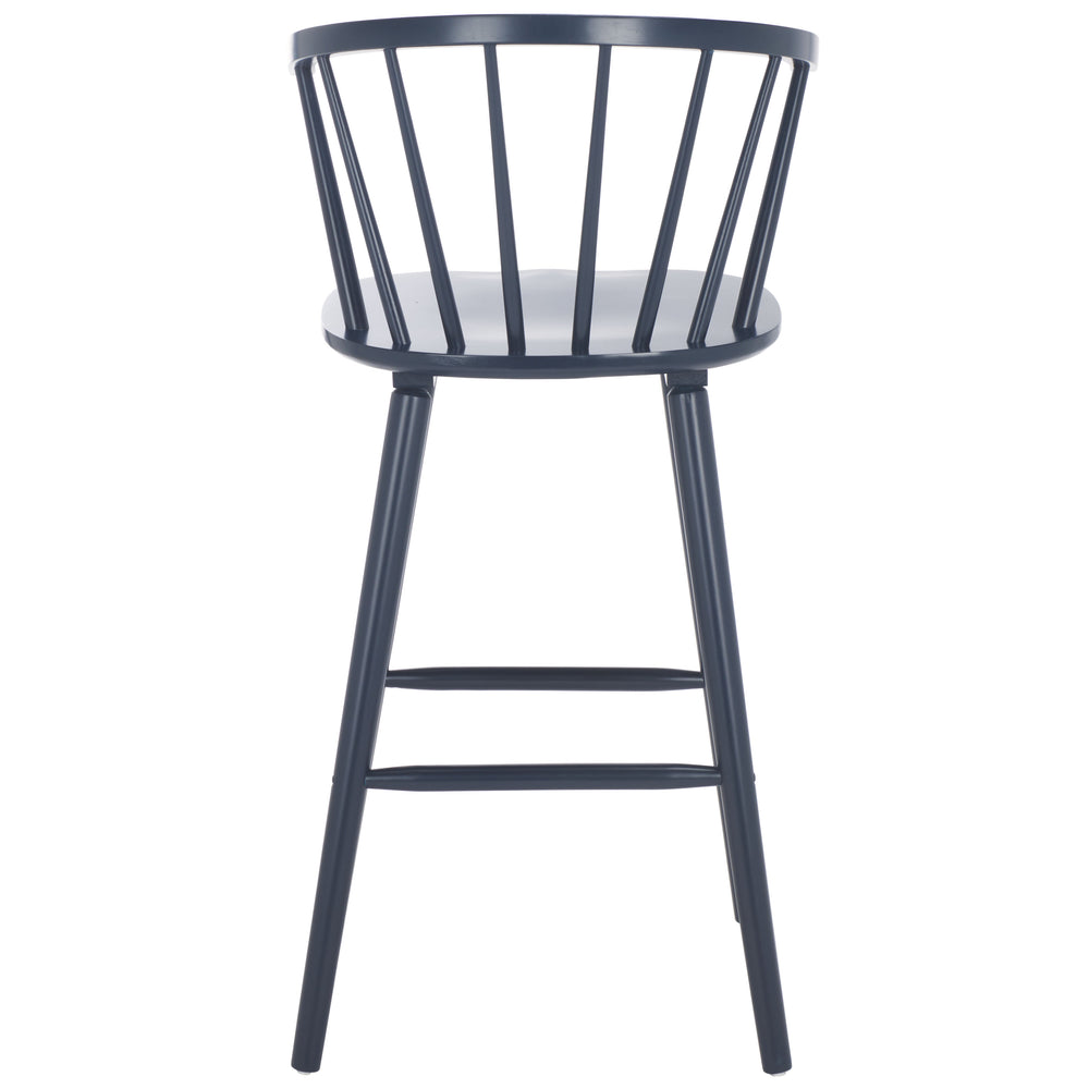 Safavieh Blanchard Bar Stool Set Of 2 - Elegant Antique-inspired Design In Sustainable Rubber Wood Finish Navy Wood Bst8507g-set2