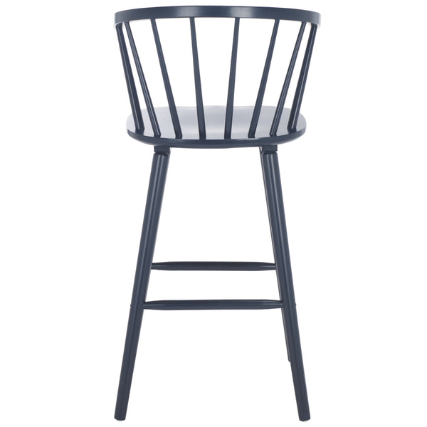 Safavieh Blanchard Bar Stool Set Of 2 - Elegant Antique-inspired Design In Sustainable Rubber Wood Finish Navy Wood Bst8507g-set2