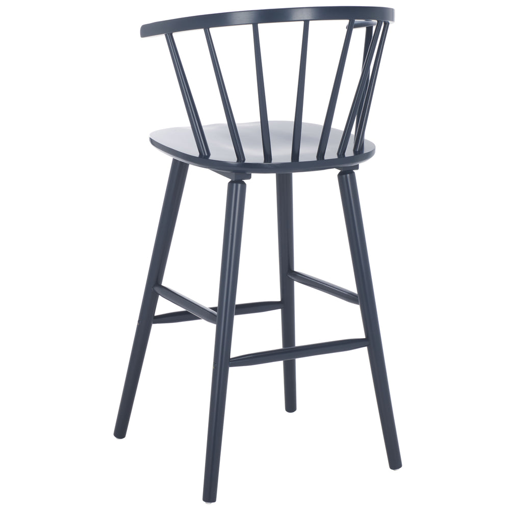 Safavieh Blanchard Bar Stool Set Of 2 - Elegant Antique-inspired Design In Sustainable Rubber Wood Finish Navy Wood Bst8507g-set2