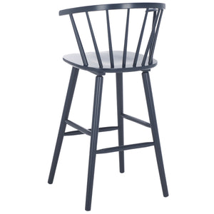 Safavieh Blanchard Bar Stool Set Of 2 - Elegant Antique-inspired Design In Sustainable Rubber Wood Finish Navy Wood Bst8507g-set2