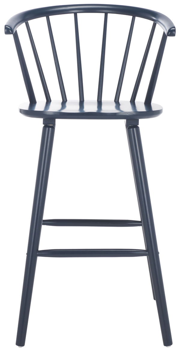 Safavieh Blanchard Bar Stool Set Of 2 - Elegant Antique-inspired Design In Sustainable Rubber Wood Finish Navy Wood Bst8507g-set2