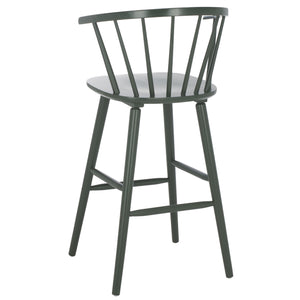 Safavieh Blanchard Bar Stool Set Of 2 - Elegant Antique-inspired Design In Sustainable Rubber Wood Finish Garden Green Wood Bst8507j-set2